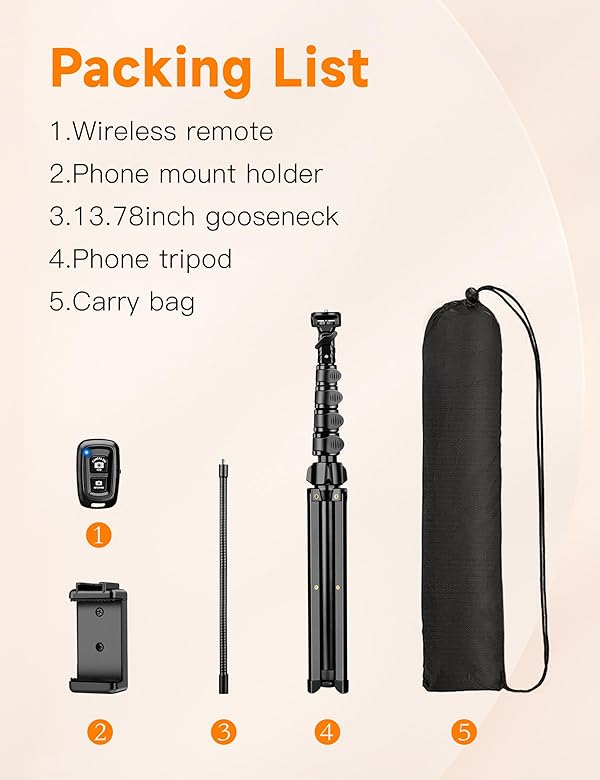 Phone Tripod Stand, 84" Tall Flexible Cellphone Tripod for iPhone with Gooseneck Remote, Portable Phone Stand for Recording, Compatible with iPhone 14 13 12 pro Android Camera by Victiv - Image 8