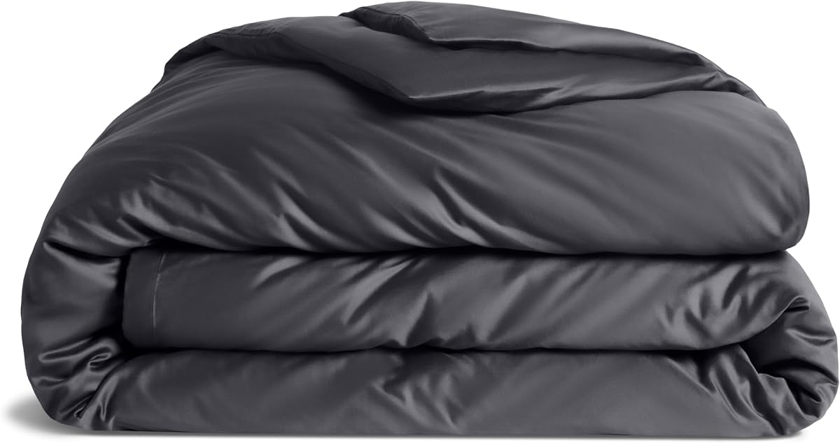 Brooklinen Luxe Sateen Funda nórdica Suavidad de lujo - King/Cali King, Pizarra | Funda nórdica de satén 100% algodón, suave como la seda, suave y de calidad hotelera; lazos en las esquinas y cierre de botón aseguran su inserción.
