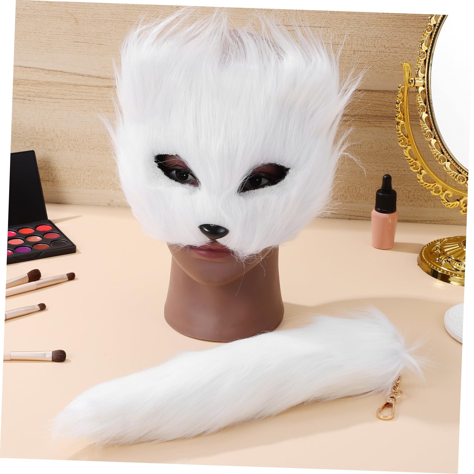 Healvian 2 Juegos Conjunto de Máscara de y para Disfraces de Halloween Accesorios de Fiesta Cosplay Máscara Fluffy de Animal para Eventos Temáticos y Celebraciones