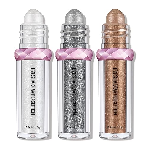 Miniatura 1 de KYDA Sombra de ojos en polvo enrollable de 3 colores, sombra de ojos holográfica con purpurina, maquillaje en polvo de sombra de ojos de sirena