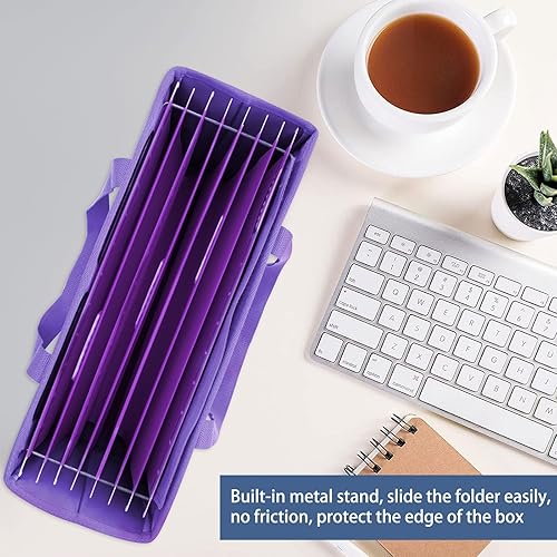 Miniatura 8 de Caja organizadora de archivos de escritorio, caja de archivos plegable para colgar, organizador de almacenamiento de documentos de oficina en casa