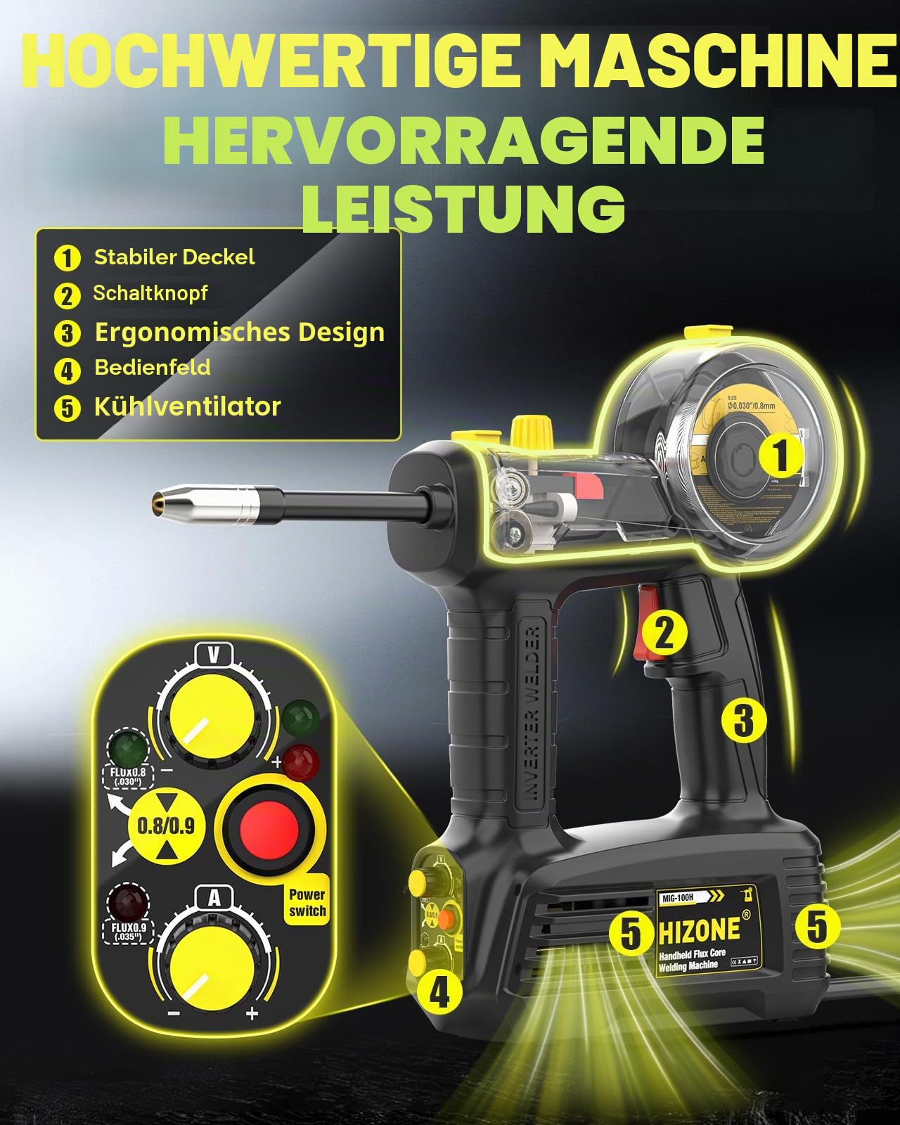 MIG Hand-Schweißmaschine, 100 Ampere, HIZONE Handstrom-Kern, 110 V