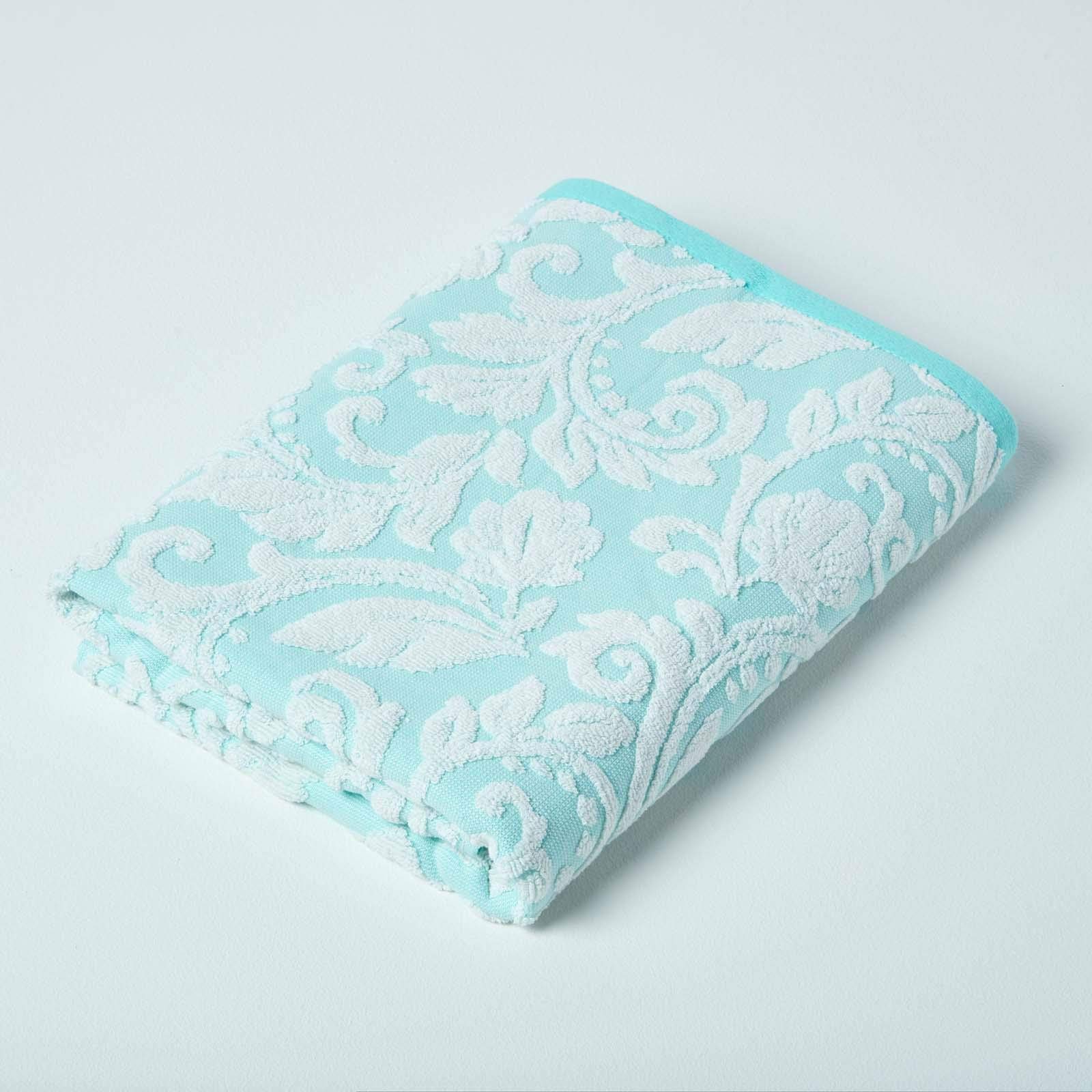 Homescapes Unisex Aqua Damask 100% Turkish Cotton 600 Gsm Towel In