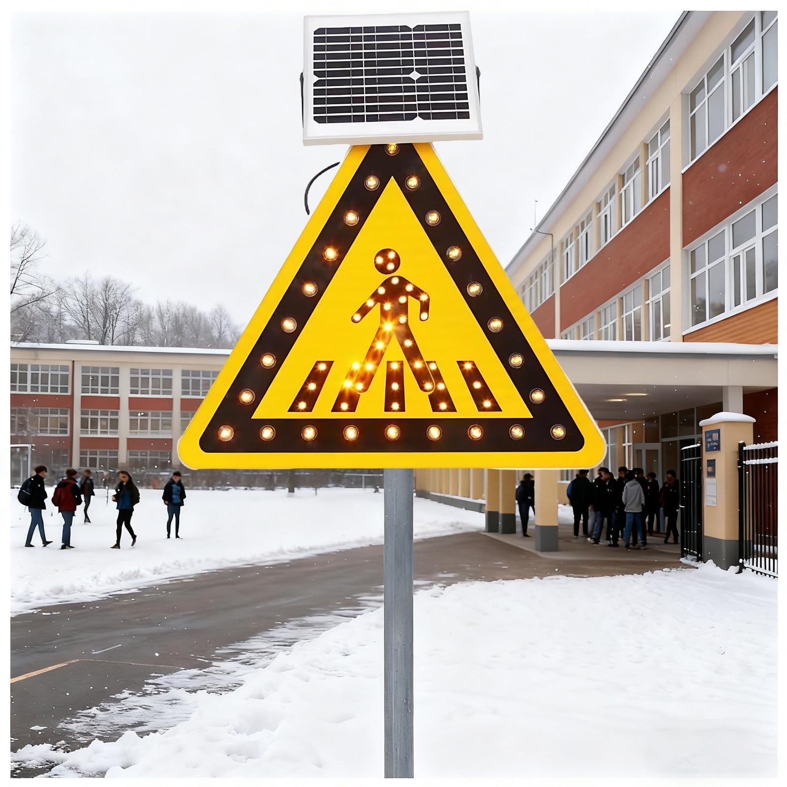 Światło dla pieszych LED Miga Energia Słoneczna 76 cm (30 cali) - Brilliant Urban Safety Light dla obszarów szkolnych, znak all