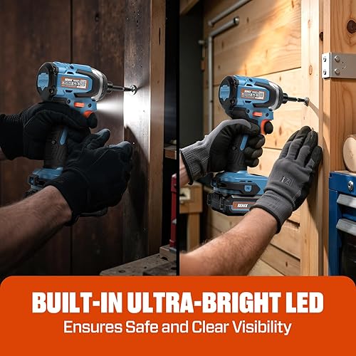 Miniatura 3 de SENIX Destornillador de impacto máximo de 20 voltios* 14 pulgadas, motor sin escobillas, 4 velocidades, par máximo de 130 pies, 3000 RPM máximo, luz