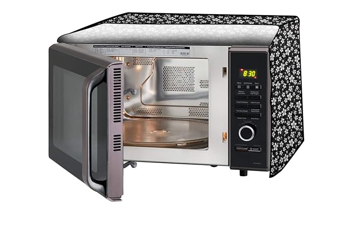Stylista Microwave Oven Cover for Borosil Prima 19 Liter 1300 Watt Convection Oven Toaster Griller (OTG) Floral Pattern Black