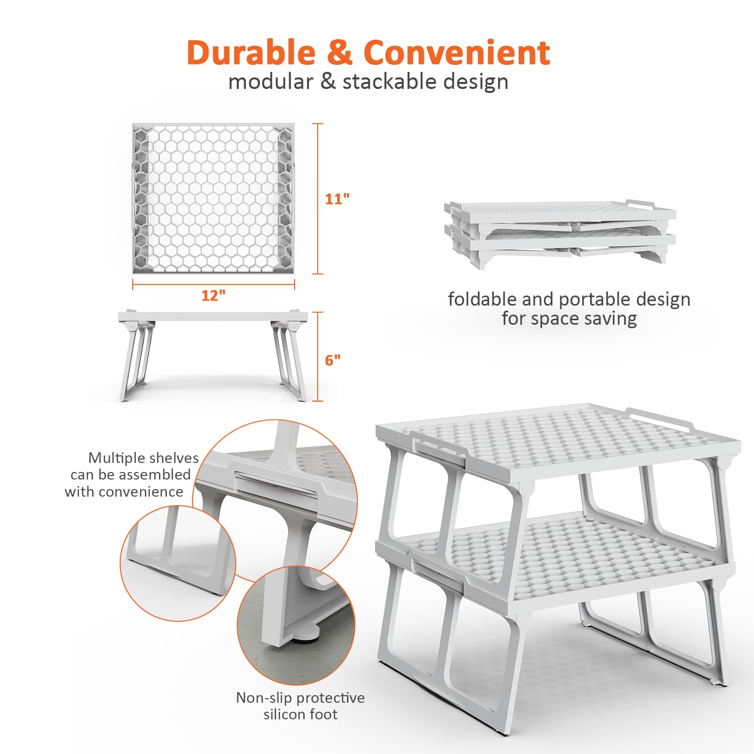 Fridge Freezer Riser Snapklik.com : Ums Plastic Kitchen Cabinet Shelf Organizer, White ...