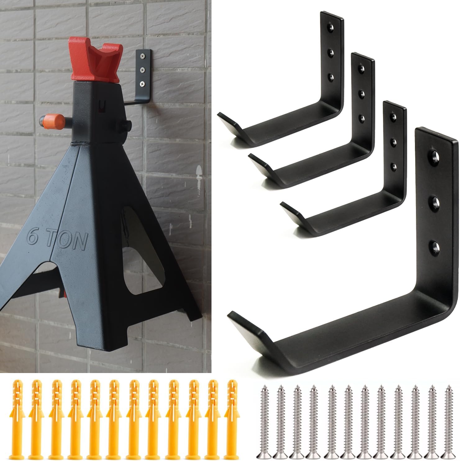 Jack Stands Wall Mount Organizer Brackets Fits 2 & 3 Ton