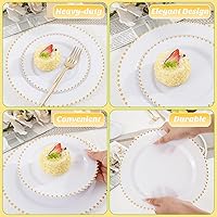 Vista 44 de LIYH 150 Pcs Plastic Christmas Dinnerware Set, Red Plastic Dinner Dessert Disposable Plates, Gold Silverware, Red Christmas Disposable Cups 10 OZ