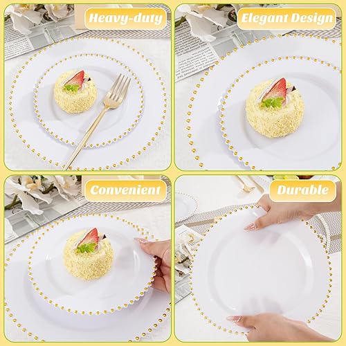 Miniatura 44 de LIYH 150 Pcs Plastic Christmas Dinnerware Set, Red Plastic Dinner Dessert Disposable Plates, Gold Silverware, Red Christmas Disposable Cups 10 OZ