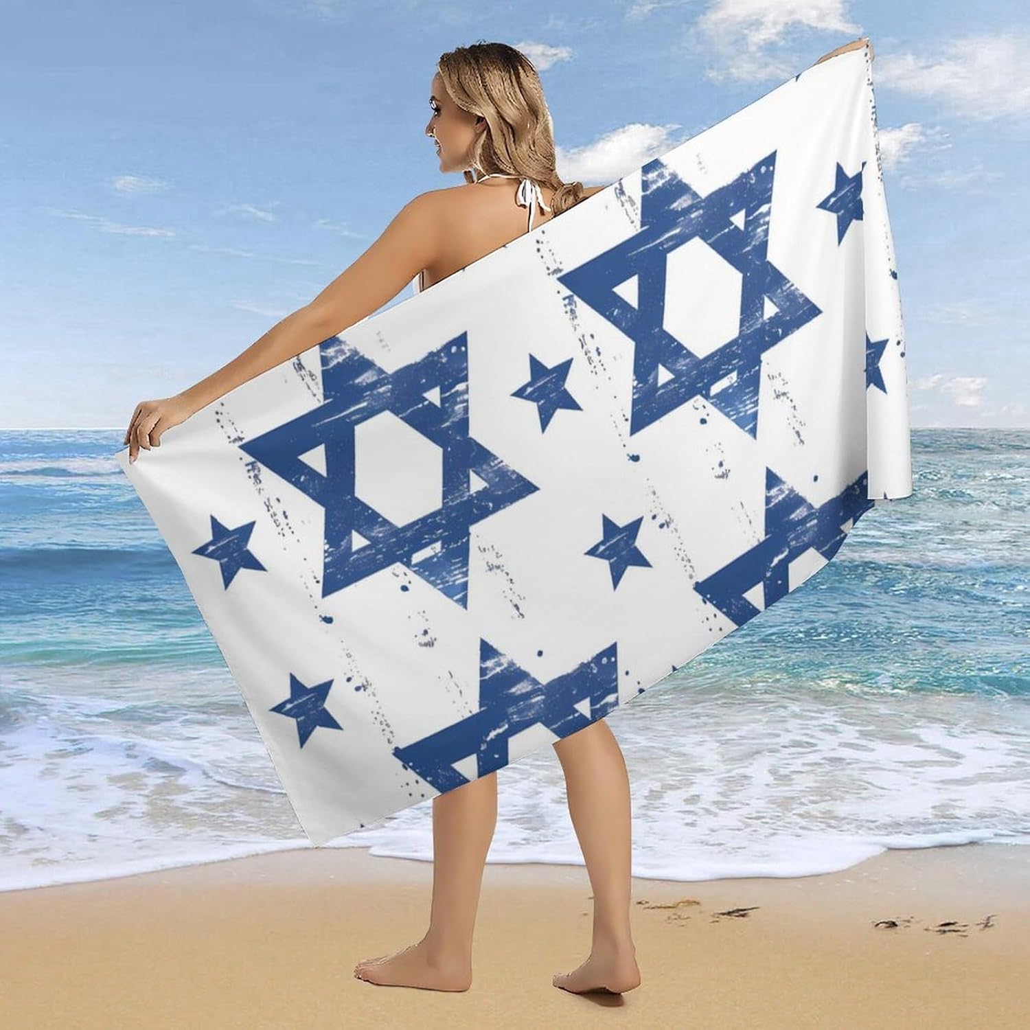 Israeli Flag Bath Towel Quick-Dry Large Shower Beah Towel for for Gym Travel 30x60 Inches
