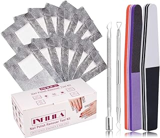 Gel Polish Remover Wraps INFILILA Gel Nail Remover Wraps 200pcs with 1pcs Cuticle Pusher,1pcs Triangle Cuticle Peeler,2pcs...