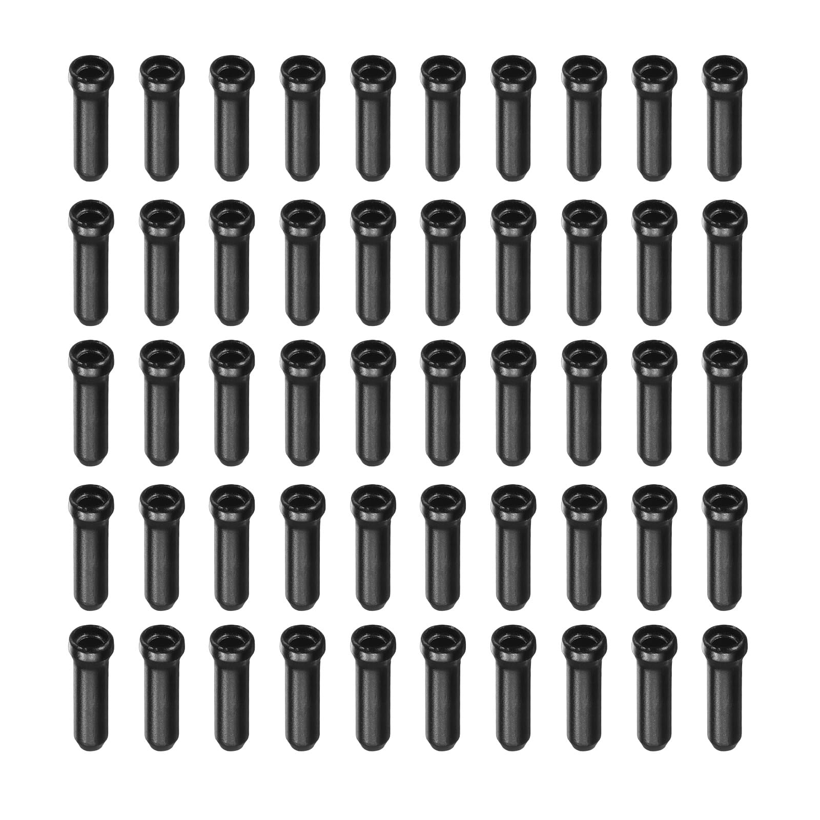 sourcing map 50pcs Bike Cable End Caps Set Aluminum Alloy Cable End Crimps Durable Bike Brake Cable End Tips Kit for Brake Cable Core End Shift Cable Core Tail End Parts Tools, Black