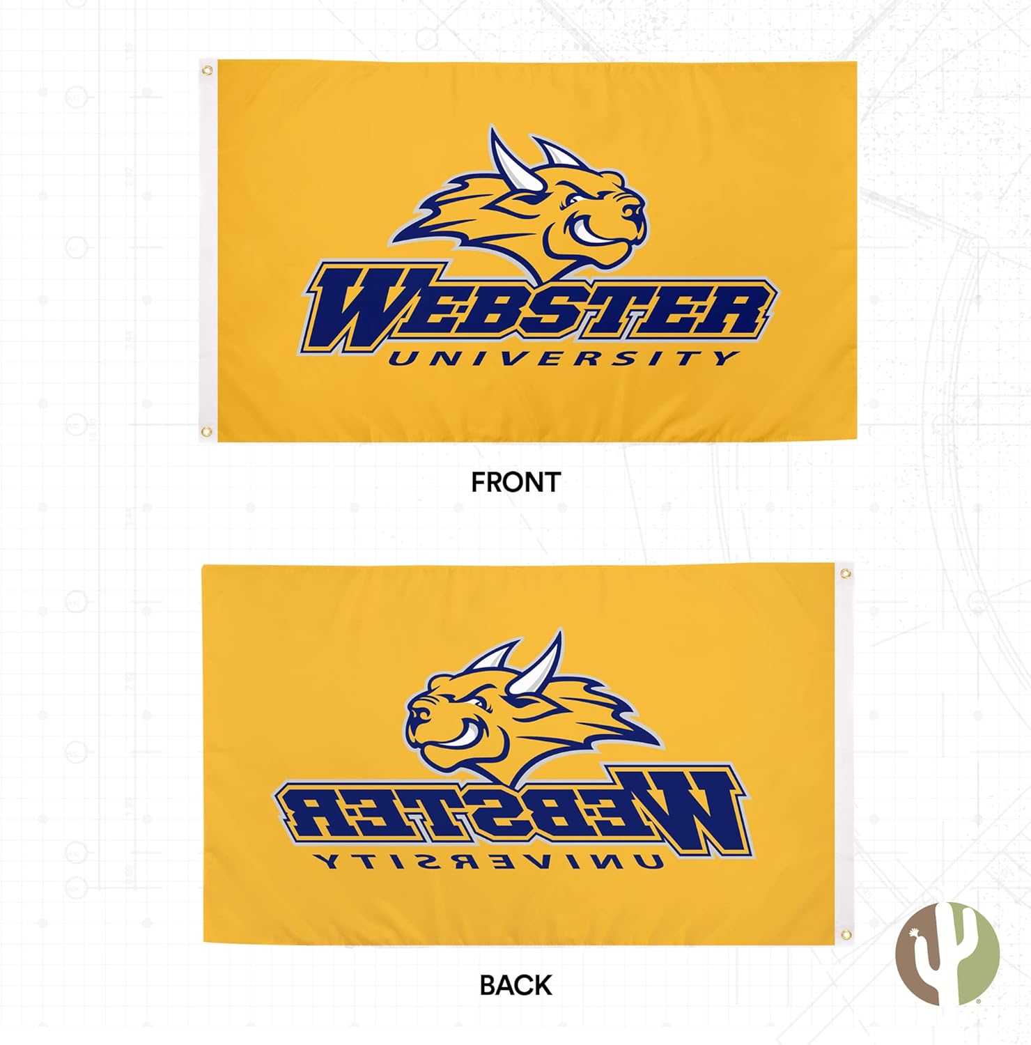 Desert Cactus Webster University WU Flag - 3 x 5 Feet Gorloks Banner, Indoor/Outdoor Durable Fabric, 100% Polyester Design (Style 1) - Image 2