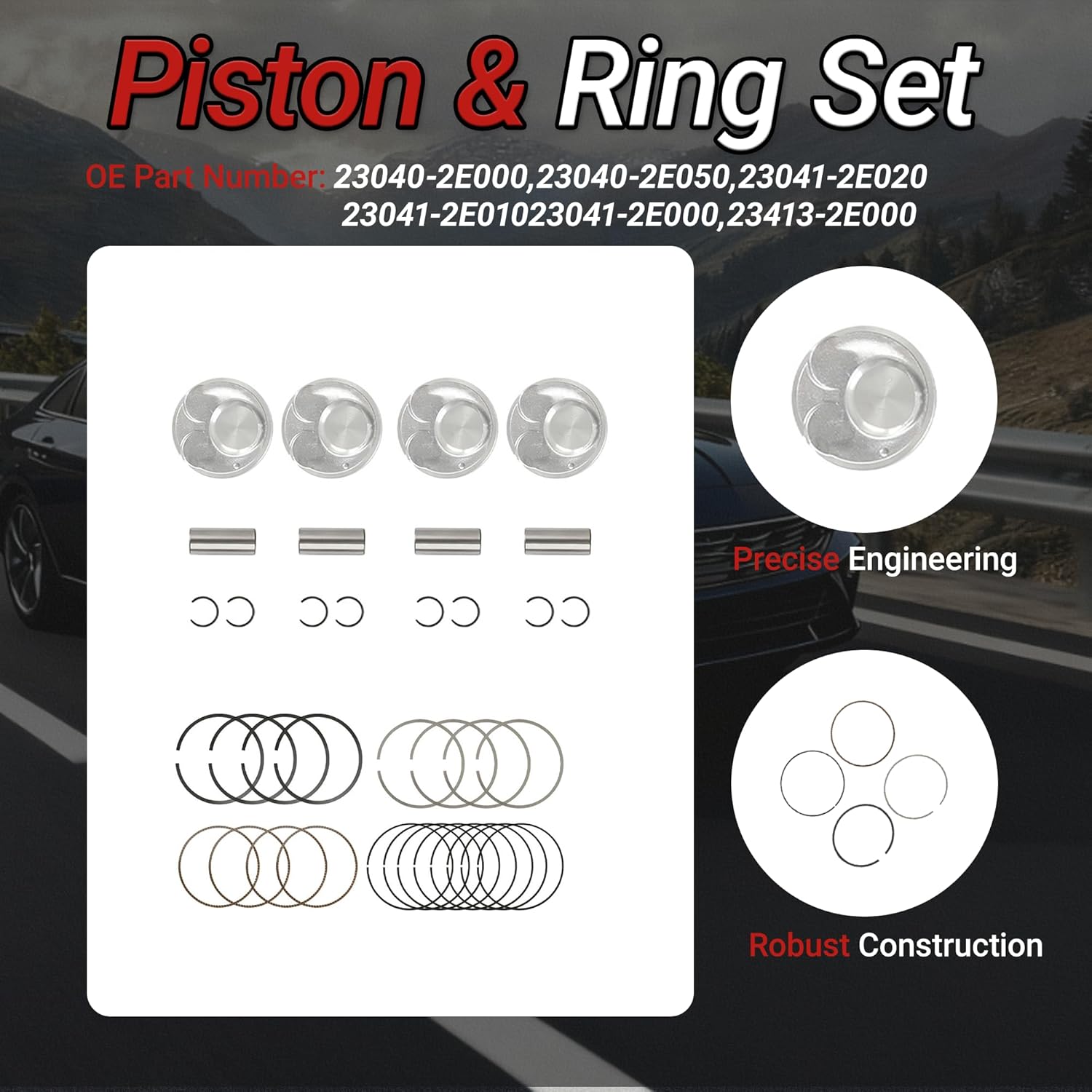 G4NC 2.0 Cylinder Head Gasket Kit With Crankshaft & Connecting Rods Piston Fit For Hyundai Elantra Gt Tucson Kia Forte Forte5 Soul 2.0L 2012-2020 Replace#6D026-2EU00 23110-2E201