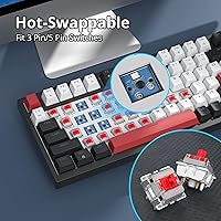 Vista 5 de Junta de teclado 75% montada con almohadillas absorbentes de sonido, teclado mecánico RGB compacto de 82 teclas con cable para juegos, enchufe