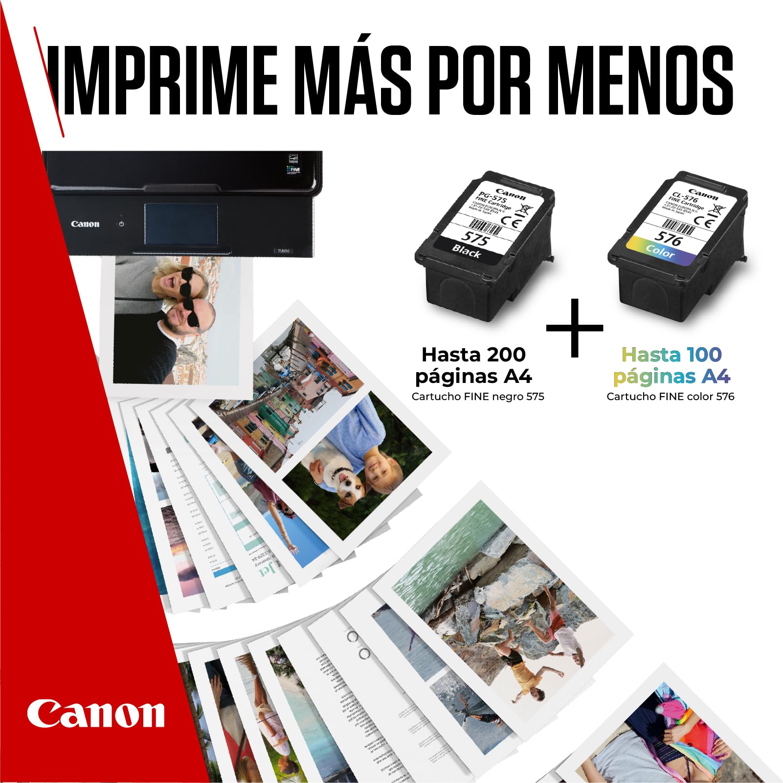 Canon PG-575 CL-576 Cartuchos de Tinta Original Negro y Multicolor Compatible con PIXMA