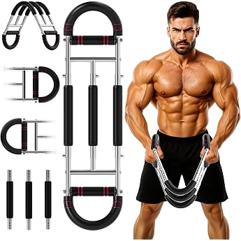Twister Arm Trainer Improved Twister with 3 Springs U-shaped Adjustable Chest Arm & Thigh Training Device 30-80 kg / 70-150 lb Removable 2 Springs Fit for Men and Women Red