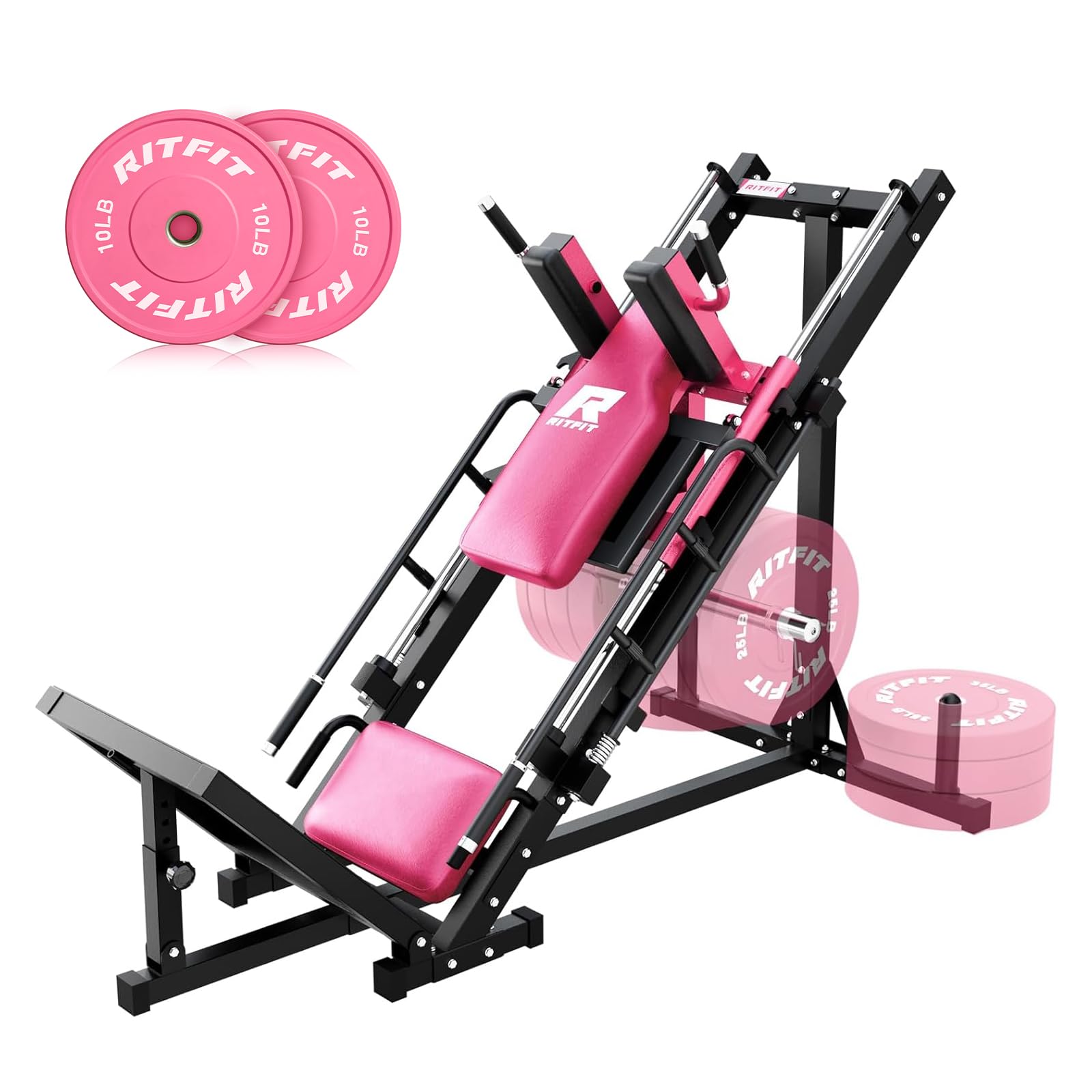 RitFit Leg Press Hack Squat Machine with Linear Bearing, 1200LB Capacity