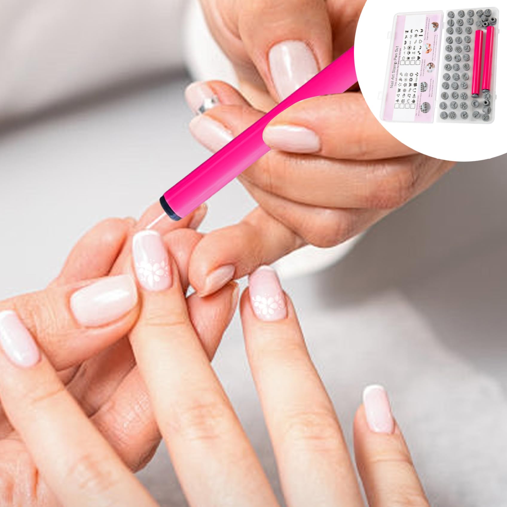 48 pièces stylos de tampon d'art d'ongle différents modèles tampons 'art 'ongle avec pointe de stylo en silicone fleur papillon rose kit 'estampage bricolage pour femmes, décoration jardin