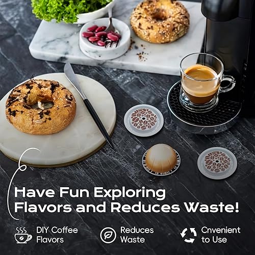Miniatura 2 de SWEETDEER Tapas reutilizables para Nespresso Vertuo, 6 cápsulas recargables de alimentos para Nespresso, cápsulas recargables de silicona de grado
