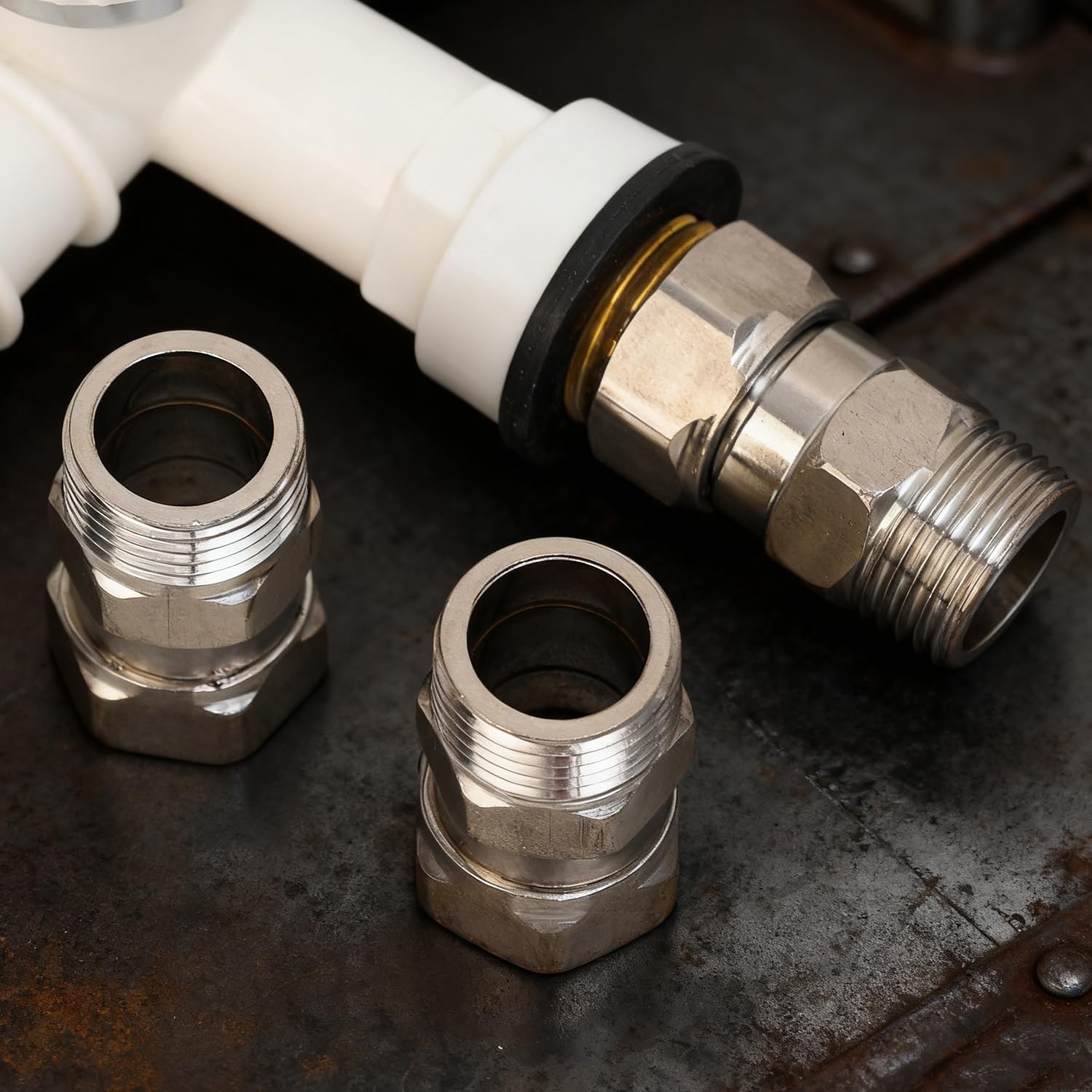 2Pcs Stainless Steel Flexible Movable Connector for Angled Valve, Bidet, Sprayer, Shower Arm (Internal Thread 20 mm, External Thread 20 mm, 3.7cm)