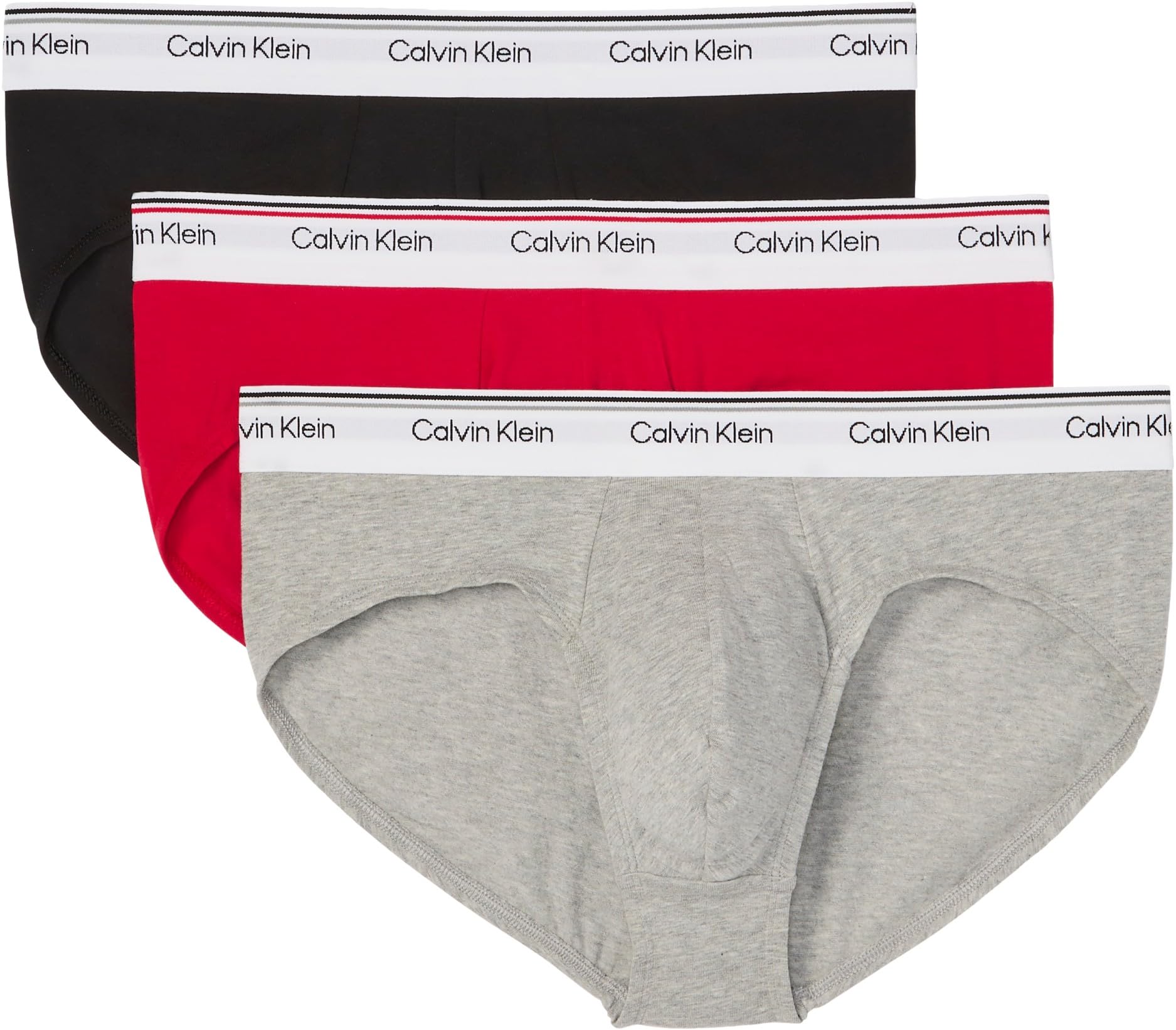 Calvin Klein Herren 3er Pack Unterhosen Hip Briefs Balance mit Logobund, Mehrfarbig (Empower/Grey Heather/Black), L