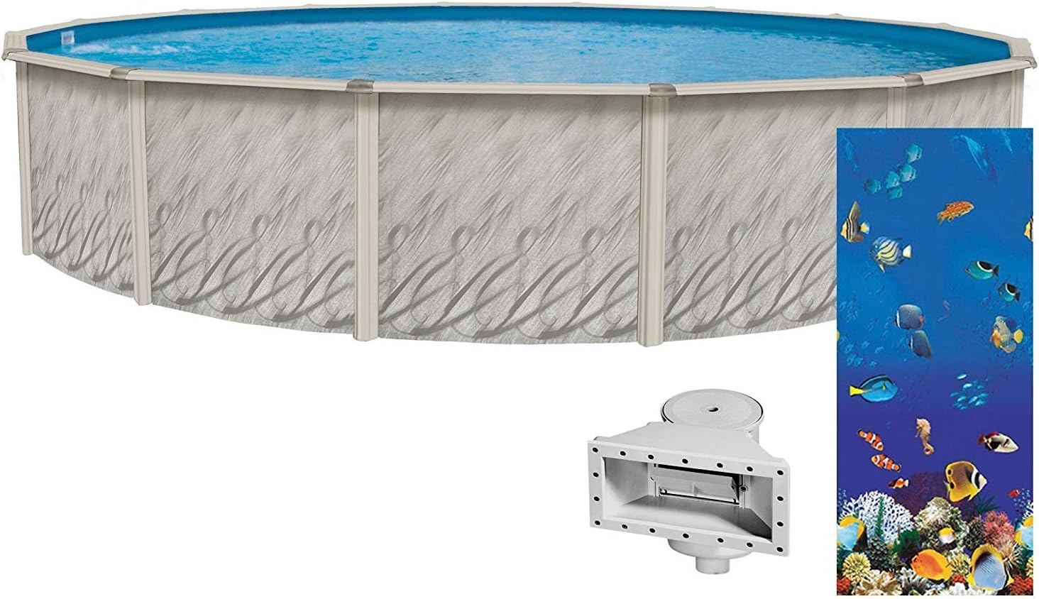 Lake Effect Pools 'Meadows Reprieve' 24' Round Above Ground Swimming Pool | 52" Inch Height | Resin Protected Steel Sided Walls | Includes a Caribbean Overlap Pool Liner and Widemouth Skimmer
