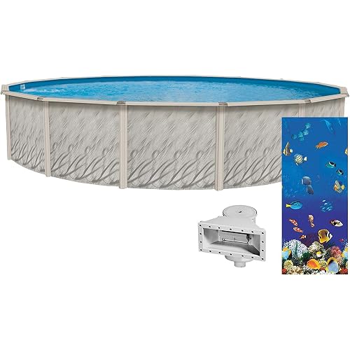 Lake Effect Pools 'Meadows Reprieve' 24' Round Above Ground Swimming Pool | 52" Inch Height | Resin Protected Steel Sided Walls | Includes a Caribbean Overlap Pool Liner and Widemouth Skimmer
