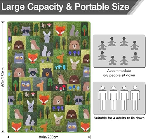 Miniatura 97 de Manta de picnic extra grande impermeable plegable (80 x 80 pulgadas), manta de playa impermeable a prueba de arena, 3 capas para el aire libre