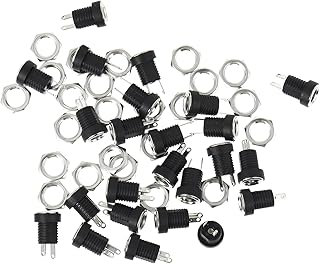 ELAYARD Corriente DC Adaptador De Montaje Panel Jack De Alimentación DC con Tuercas Conectores De Potencia para Proyectos Electrónicos Color Negro