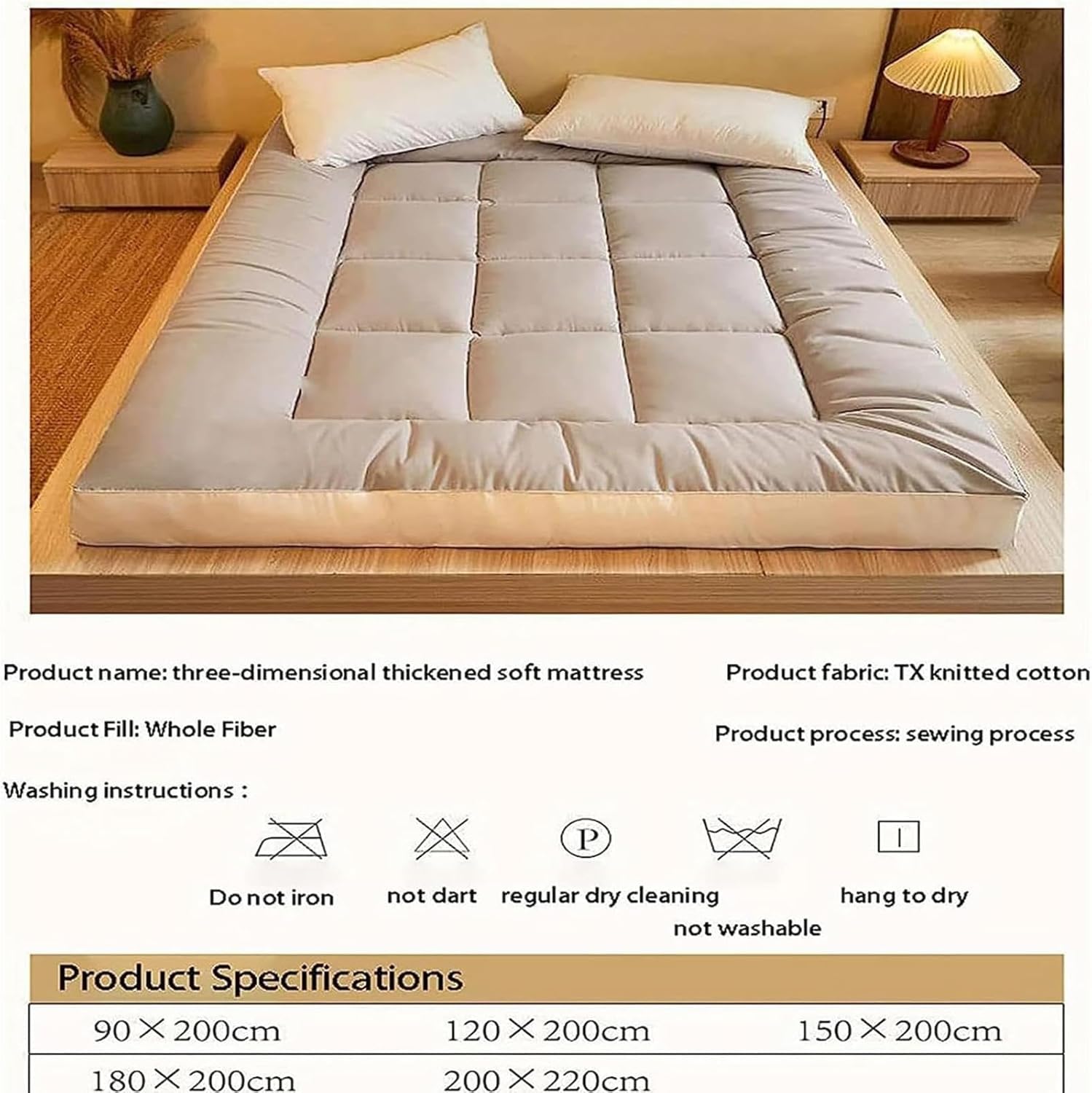 Colchoneta Plegable para Acampar, colchón futón Enrollable, colchón de Suelo japonés de tamaño Completo, colchoneta para Dormir para Invitados reclinable, sofá Cama, Yoga, Juegos