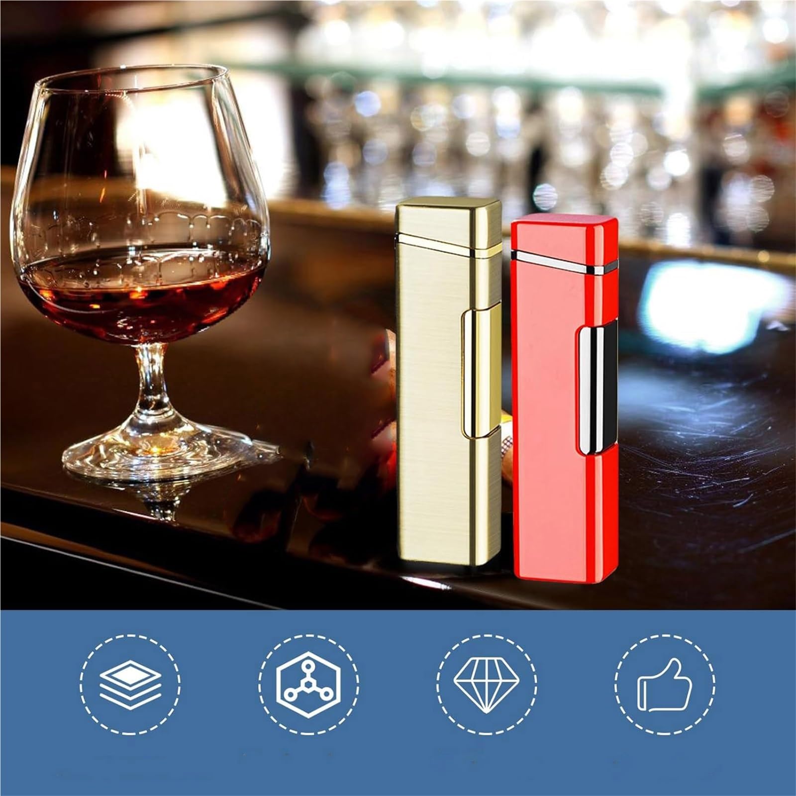 Lot de 3 briquets rechargeables au gaz butane coupe-vent avec flamme réglable, idéal pour la cuisine, le camping, cadeaux pour hommes (gaz non inclus)