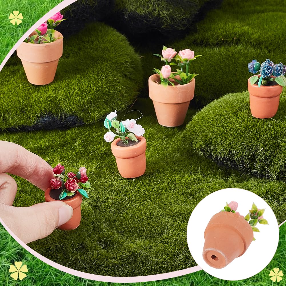 AHANDMAKER 5x Miniatur Pflanzen - 1:12 Maßstab Deko Für Puppenhaus & Modelllandschaft