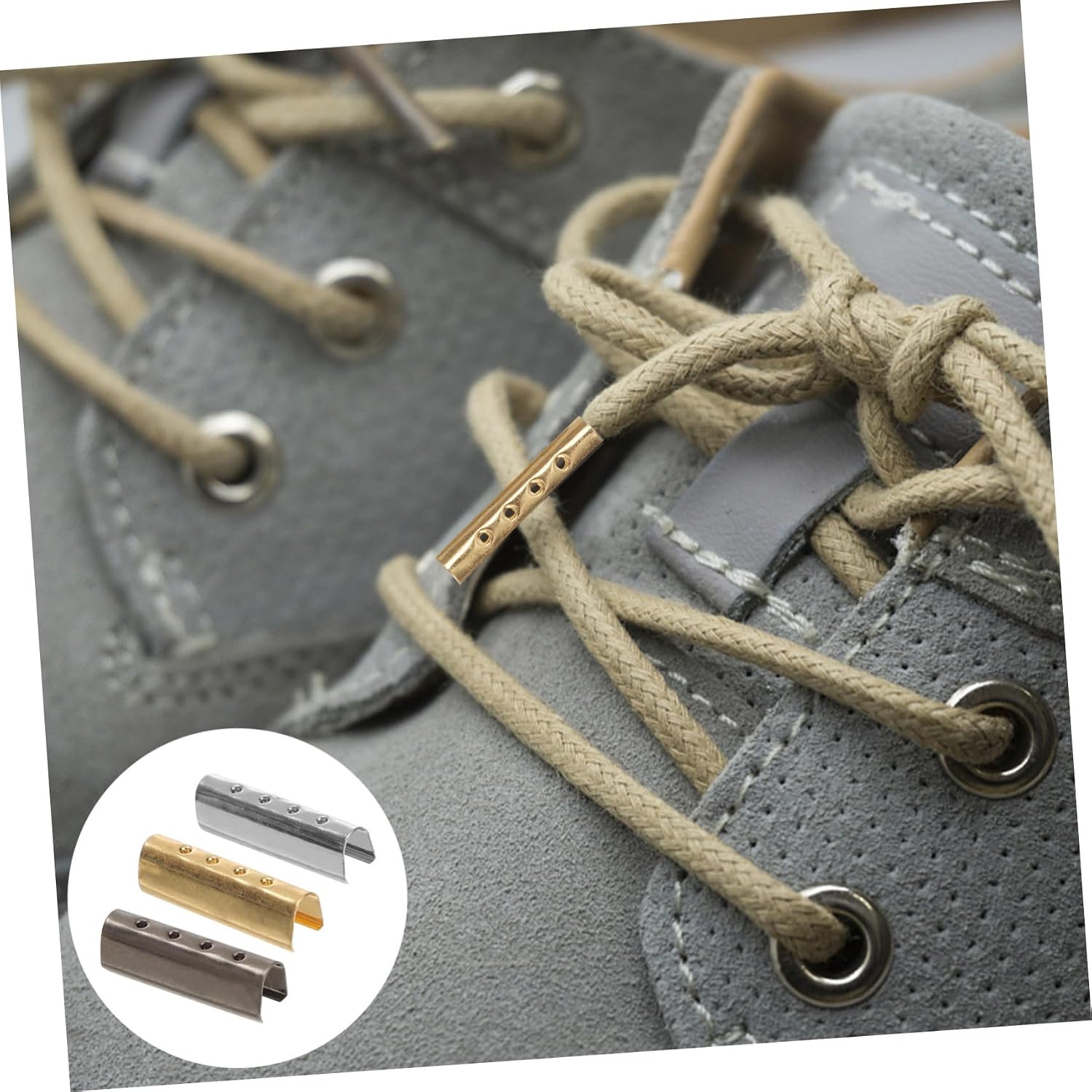CALLARON 150 Pcs Metal Shoelace Tips 4mm x 20mm Copper End Caps Sturdy Metal Rope Buckles for Shoelaces Repair Tips for Shoes Suitable for Types of Footwear