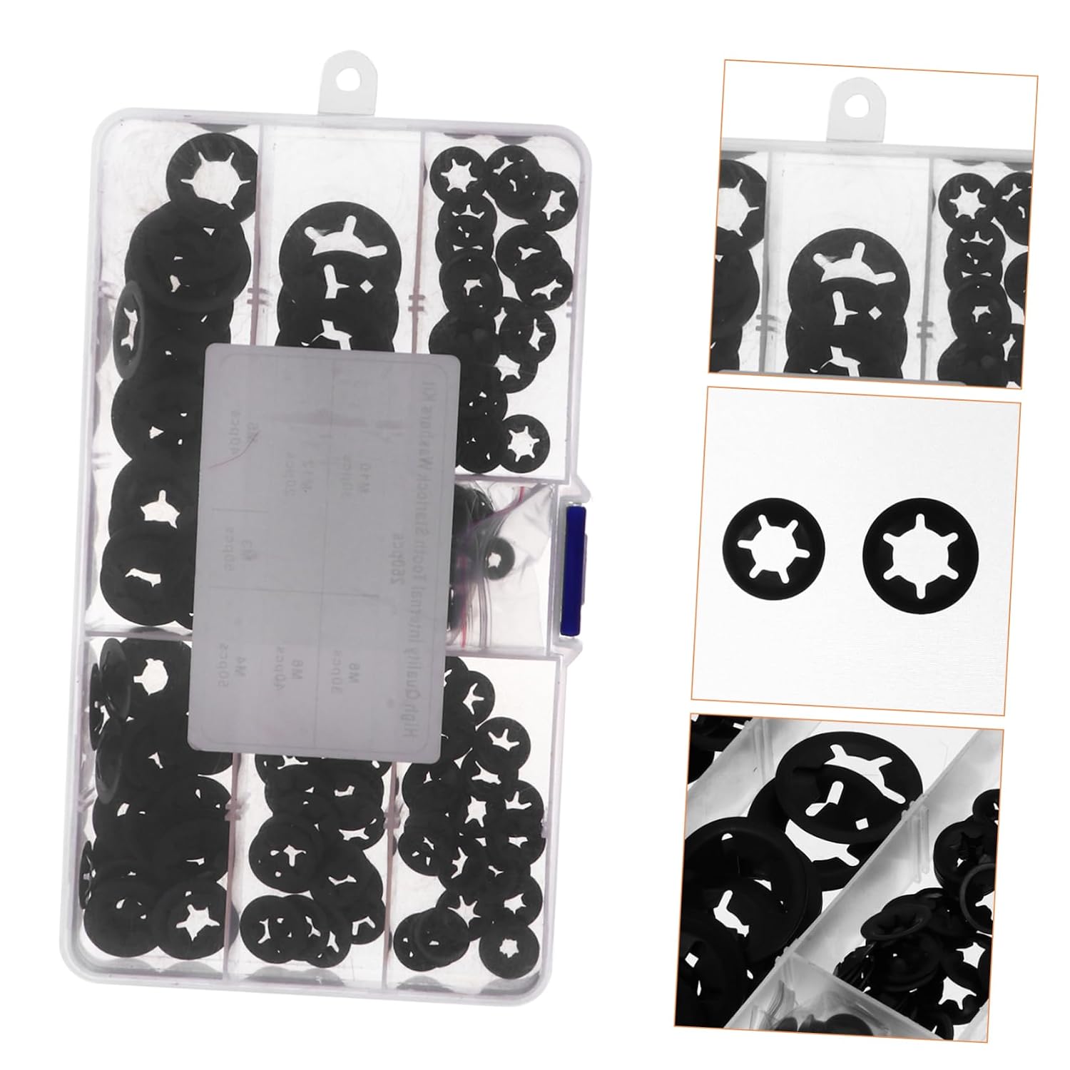 Veemoon 1set Manganese Steel Plum-Blossom Shaped Locking Washers and Retaining Clips for Organizing Fasteners and Rustproof for Automotive and Mechanical Applications