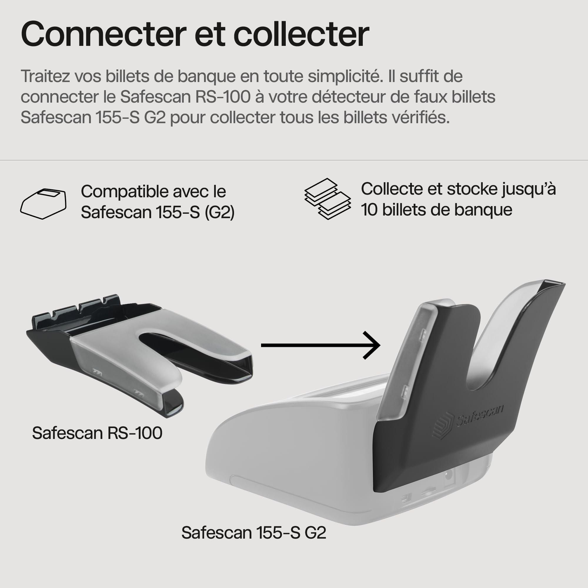 SAFESCAN RS-100 - Apilador de billetes extraíble para Safescan 155-S