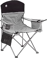 Coleman Portable Camping Chair with 4-Can Cooler, Cushioned Seat, Side Pockets & Cup Holder - 325lb Capacity for Camping & Tailgating