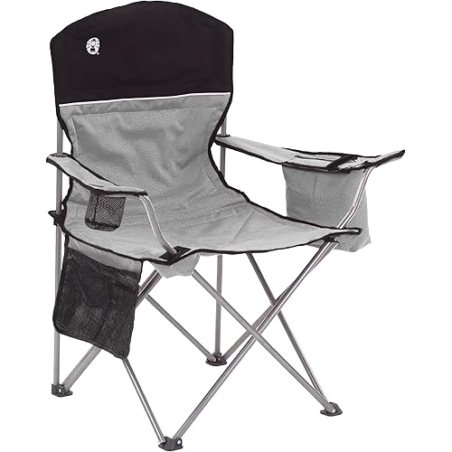 Coleman Portable Camping Chair with 4-Can Cooler, Cushioned Seat & Back with Side Pockets & Cup Holder, Carry Bag Included, Great for Camping, Tailgating, Firepits, Patio, & More