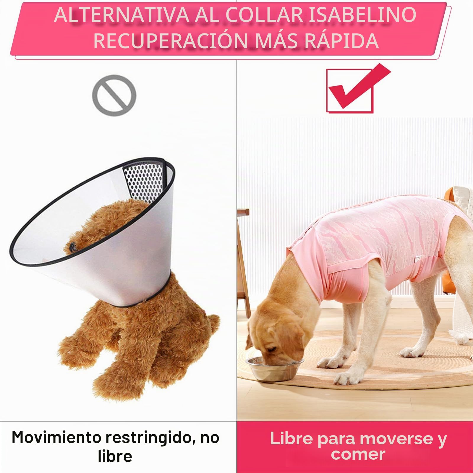 Dotoner Traje de recuperación de cirugía para Perros,Chaleco de recuperación para Perros y Gatos, Ropa quirúrgica médica para Cachorros,Alternativa de Cuello Electrónico y Cono