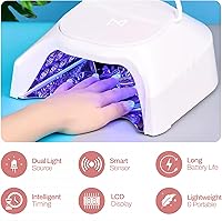 Vista 8 de M - Lámpara de uñas profesional híbrida GlowPro de 86W inalámbrica recargable LED UV, secador de uñas inalámbrico para uñas de gel, manicura, Blanco