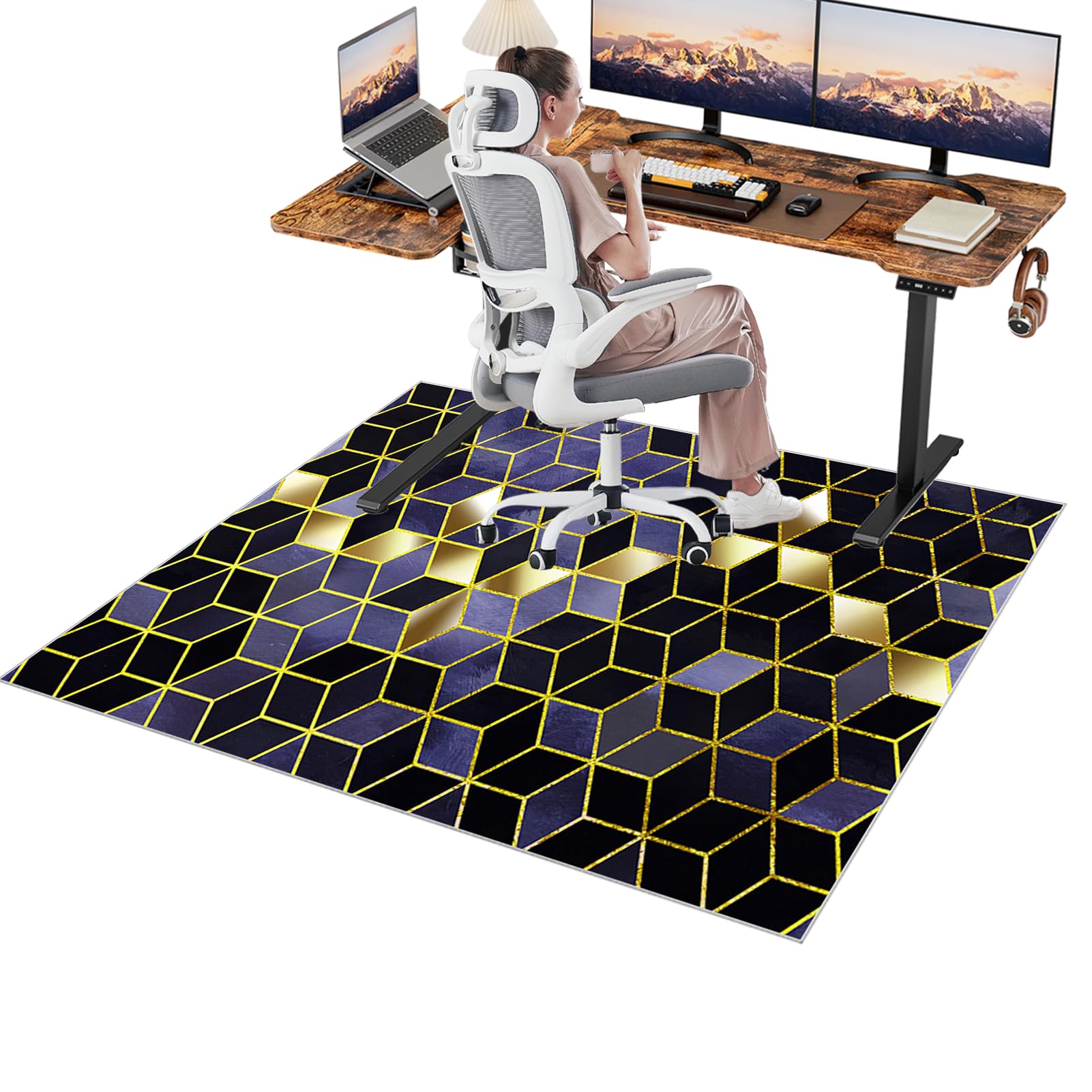 Office Chair Mat for Carpeted & Hardwood Floor 120 x 150 cm Carpet Protector Chair Mat for Home Office Heavy Duty Computer Chair Mat for Carpet Floor Protector Mat Desk Chair Mat for Hardwood Floor