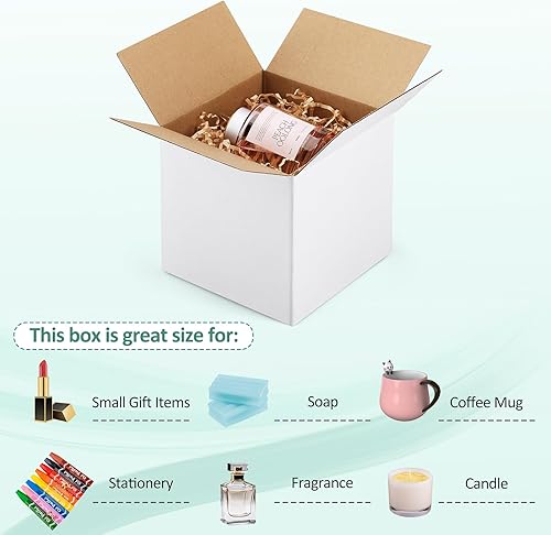 Miniatura 3 de Eupako Paquete de 30 sobres de cartón corrugado de 6 x 6 x 6 pulgadas, cajas de envío pequeñas de cubo blanco para embalaje de pequeñas empresas,