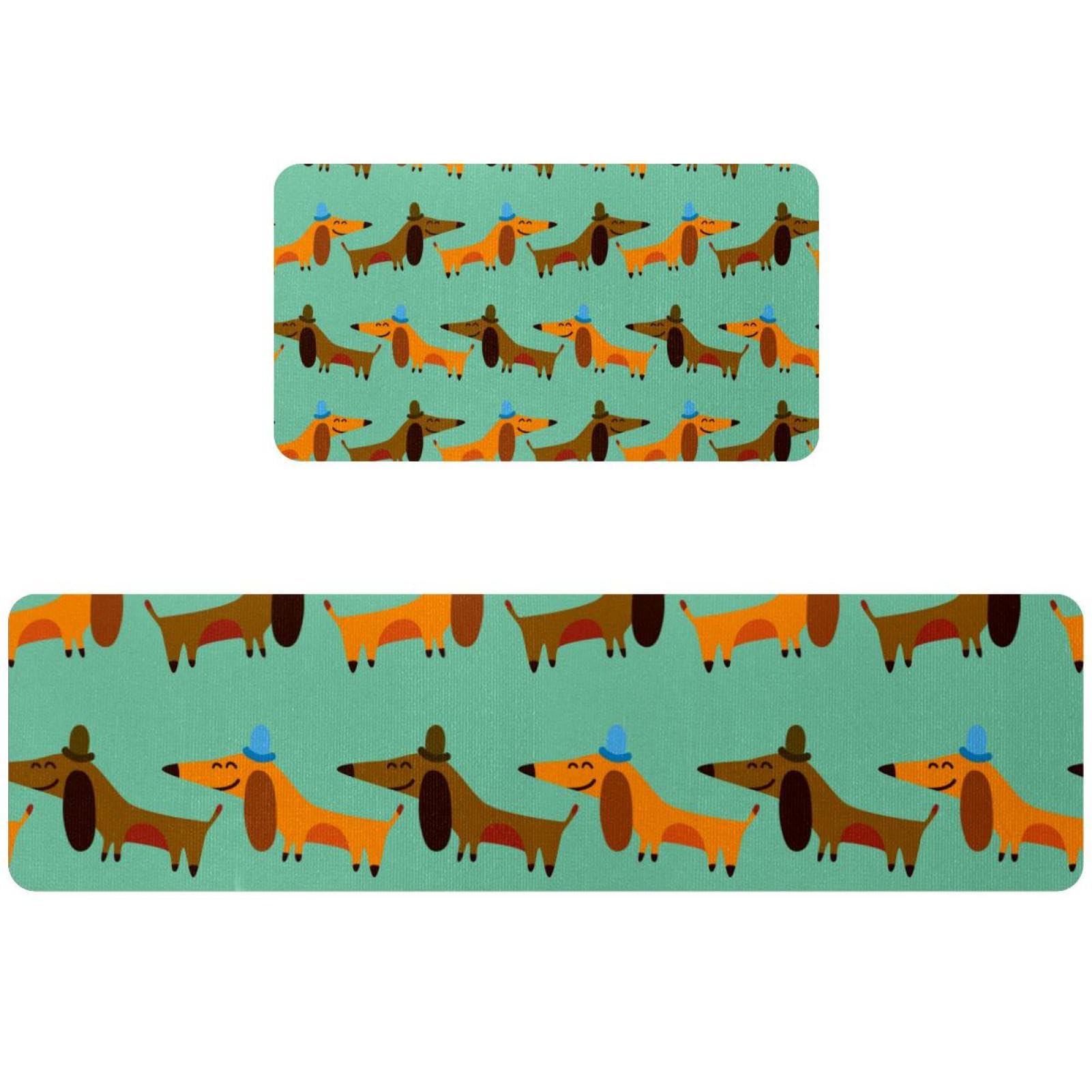 Tapis de cuisine antidérapants teckel : lot de 2 tapis lavables pour couloir et buanderie