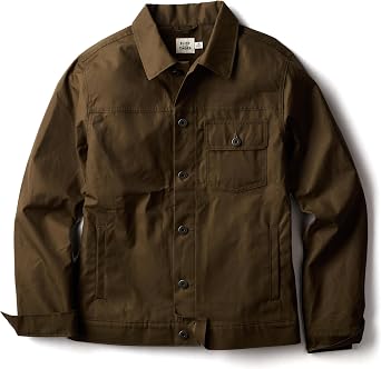 Huckberry Flint and Tinder Men's Flannel-Lined Waxed Trucker Jacket, Water & Weather Resistant Mens Jacket