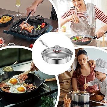 Frying Pans Nonstick - Titanium Alloy Nonstick Pan for Cooking - Cooking Utensils Pots with Lid for Induction Electric Stove Home Kitchen Egg Omelette Camping Apartment
