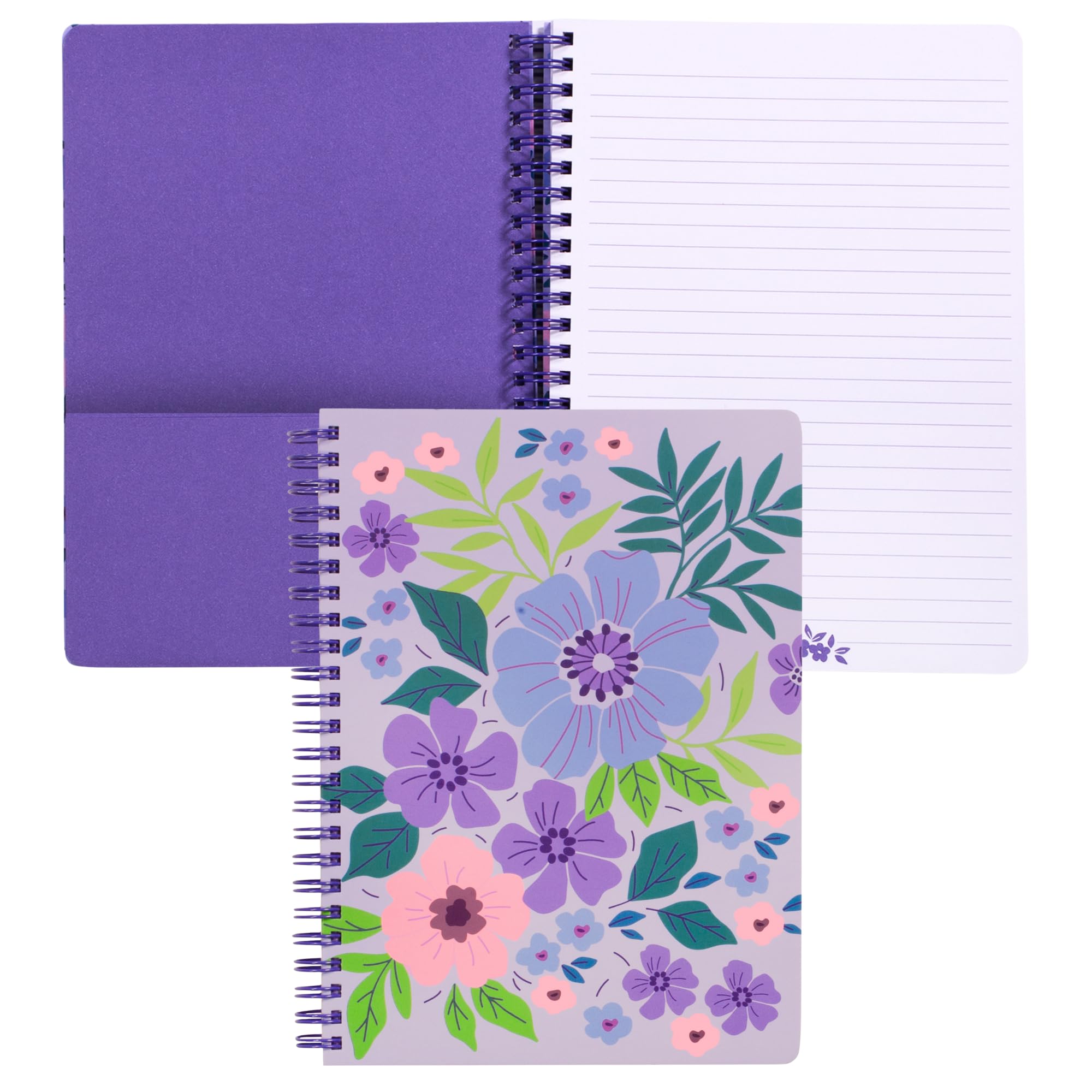 Steel Mill & Co Cute Mini Spiral Notebook, 8.25" x 6.25" Journal with Durable Hardcover and 160 Lined Pages, Lilac Floral โ image 1