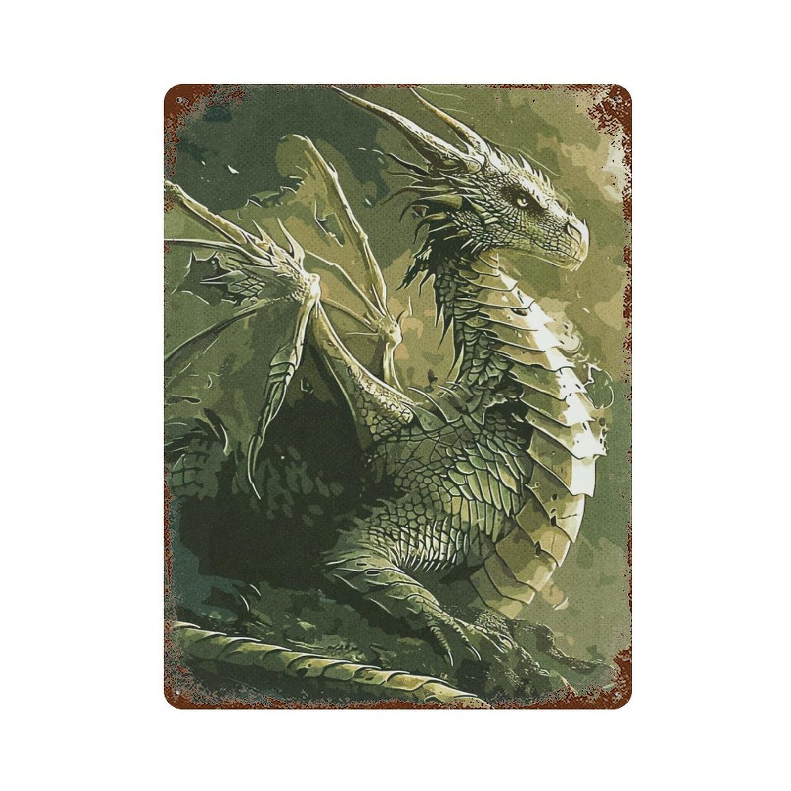 Dragon Mystic Decorative Tin Sign 15.7"x11.8", for Bistro, Counter And Cafe Decor, Retro Wall Decor