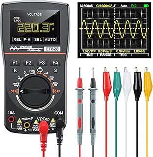 2 in 1 Digital Oscilloscope Multimeter, Scope Meter with 2.5 Msps High Sampling, 2.4 Inch Color Screen, Automatic Waveform Capture Function, DC/AC Voltage/Current Frequency Resistance Diode Test