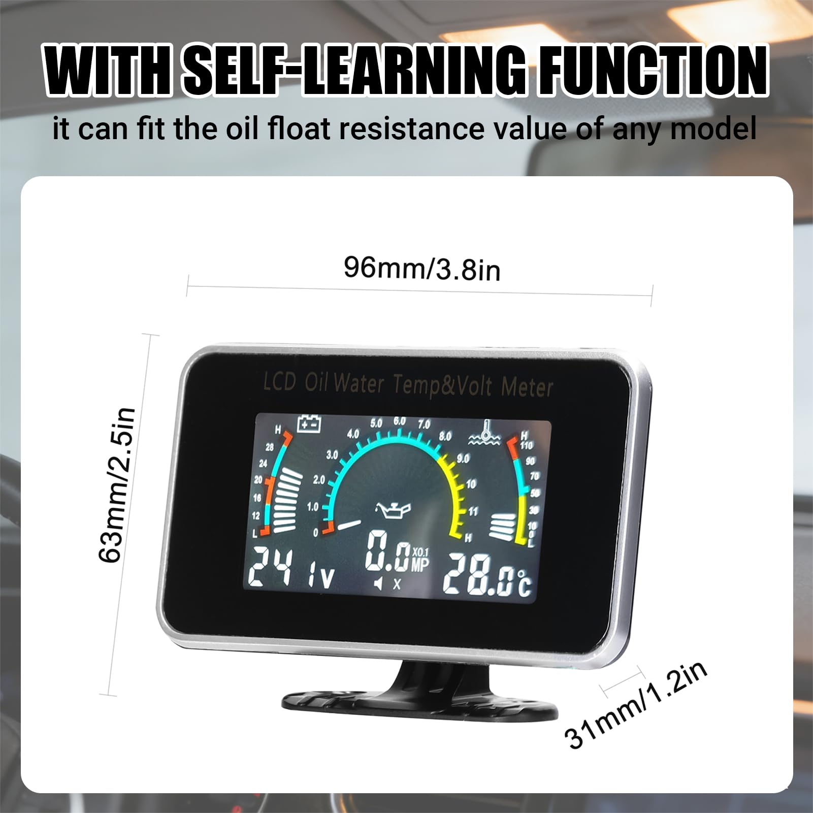 3 su 1 multifunzione auto LCD Digital Display Display Olio Pressione Acqua Temperatura Voltmetro Strumento a scopo universale 9-36 V per auto, camion, o SUV